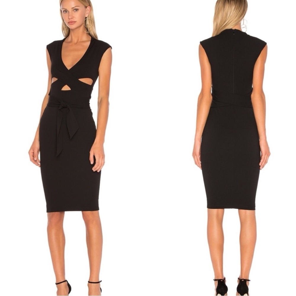 NOOKIE Miami Black Sleeveless Wrap Cut Out Dress